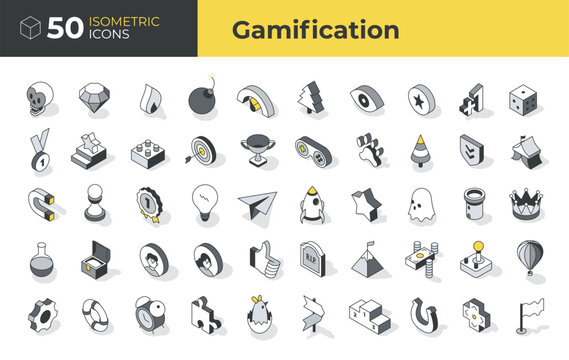 50 Gamification Isometric Icons