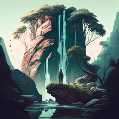 tropical island with trees