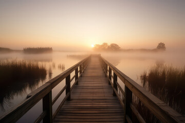 Serene and Peaceful Jetty on Quiet Body of Water