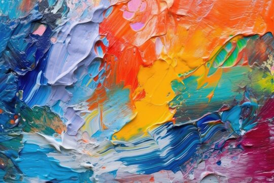 Artistic illustration of colorful strokes with acrylic paints. Generative AI
