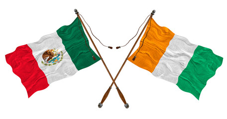 National flag  of Ivory Coast and Mexico. Background for designers