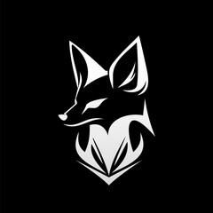 Illustrations of an animal emblem, a fox head symbol, are perfect for badge labels, signs, logos, and t-shirt designs, as well as any other use such as symbols, or graphics on black