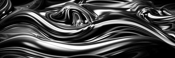 silver gradient background with molten liquid metal texture. Generative AI illustration