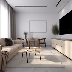 Fototapeta na wymiar Aesthetic Living room Realestate Mockups, Generative AI