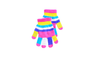 Colorful Knitted gloves isolated on white background, Winter gloves