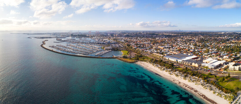 aerial view of the Fishing Boat Harbour of Fremantle, Perth, Western Australia, Australia, Ozeanien