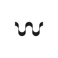 black wave letter w logo vector