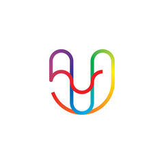 colorful blend letter u line logo vector