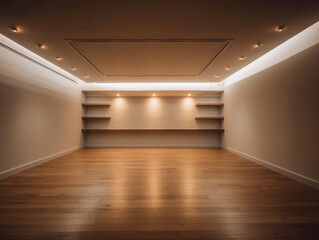 Obraz premium Empty room with a blank space for product display or montage, ai generative