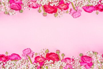 Obraz na płótnie Canvas Background with flowers bouquet and gift