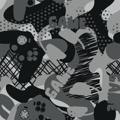 Seamless pattern with camouflage joystick.  Background for textile, fabric, stationery, clothes, accessories and other designs. © Annity_Art