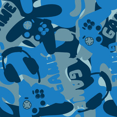 Seamless pattern with camouflage joystick.  Background for textile, fabric, stationery, clothes, accessories and other designs. © Annity_Art