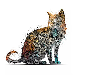 Abstract cat on a white background. Generative AI