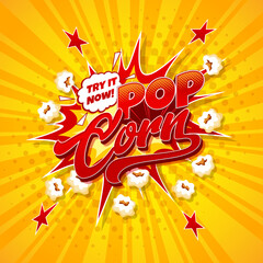 Popcorn snack explosion, cartoon movie pop corn