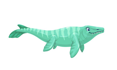 Cartoon mosasaurus dino character aquatic reptile