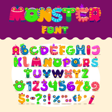 Cartoon monsters font, type, typeface and alphabet