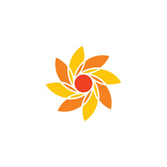 abstract orange marigold flower logo icon symbol