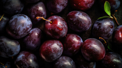 Fototapeta premium plums on the table created with Generative AI technology