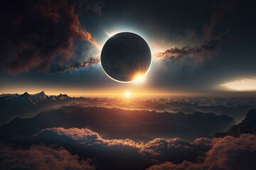 eclipse alone over clouds. Generative ai