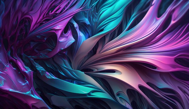 Abstract 3d shapes background in purple, cyan, pink and blue color, Abstract 3d shapes render for posters, covers background, generative ai