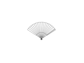 Luxury Linen Fan - Ivory Flowers,  Vector chinese or japanese paper fan symbols isolated on white background.