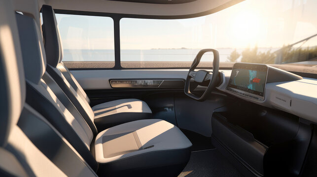 Modern electric truck interior. Generative AI