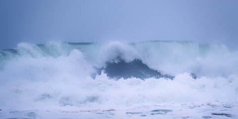 crashing waves in Cornwall england uk 