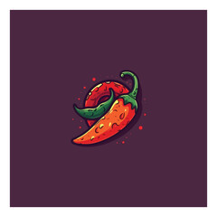 spicy red chili pepper logo vector