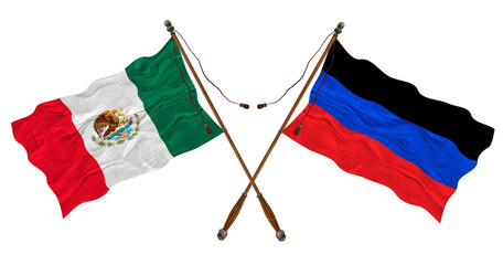 National flag of Donetsk People's Republic  and Mexico. Background for designers