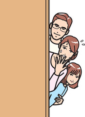 覗く家族、慌てるママ