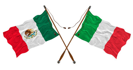 National Flag of Italy and Mexico. Background for designers