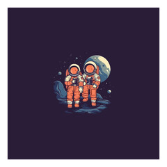 tiny astronaut logo vector, modern minimalist logo