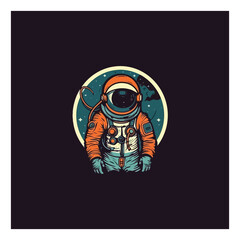 tiny astronaut logo vector, modern minimalist logo