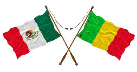 National flag of Mali and Mexico. Background for designers