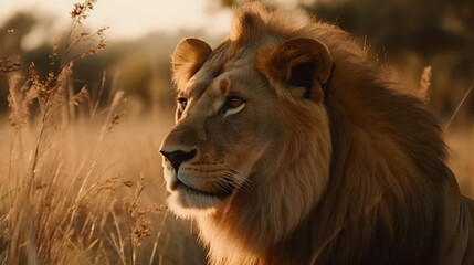 Majestic Lion in their Natural Habitat. Generative AI