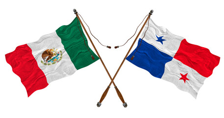 National flag of Panama and Mexico. Background for designers