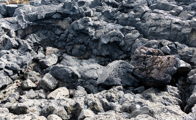 Black Basalt Rocky Stone Cliff Shore