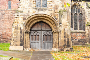 Fototapeta na wymiar Old wooden church door
