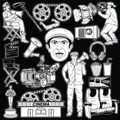 Director Movie Pack Black and White Illustration