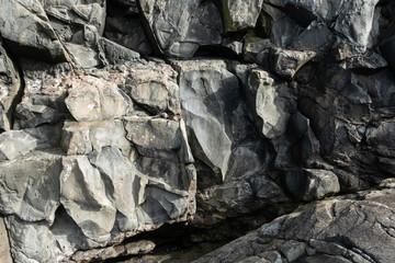 Black Basalt Stone Cliff Texture