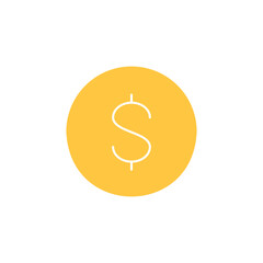 Fototapeta premium Coin, money, dollar white outline icon. Finance, payment, invest finance symbol design.