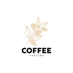 Coffee Logo, Coffee Tree Design, Cafe Drink Vector, Icon Brand Illustration Symbol