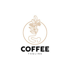 Fototapeta premium Coffee Logo, Coffee Tree Design, Cafe Drink Vector, Icon Brand Illustration Symbol