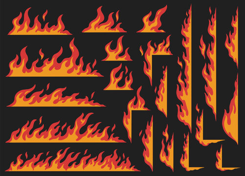 Flame stripes colorful set emblems