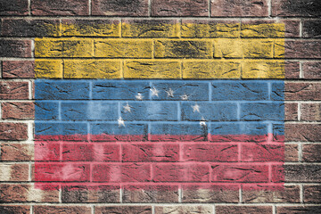 Venezuela flag on a brick wall background