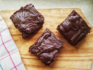 trio of chocolate brownies with  texture