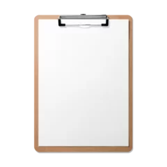 Foto op Plexiglas Real photo of a wooden clipboard with blank A4 paper mockup, isolated on a transparent background, PNG. High resolution. © PrimeMockup