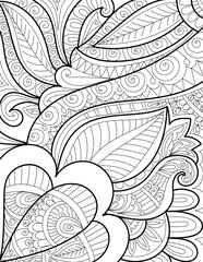 Decorative mehndi design style detailed coloring page illustration 