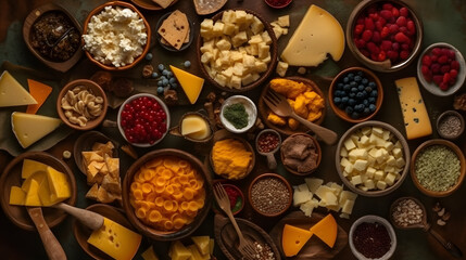 A Collection of Delicious Cheeses. Generative AI