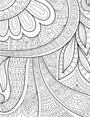 Decorative mehndi design style detailed coloring page illustration 